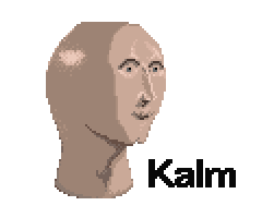 a pixel kalm meme man