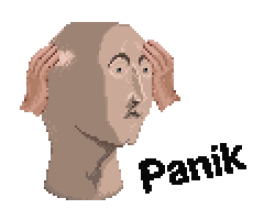 a pixel panik meme man